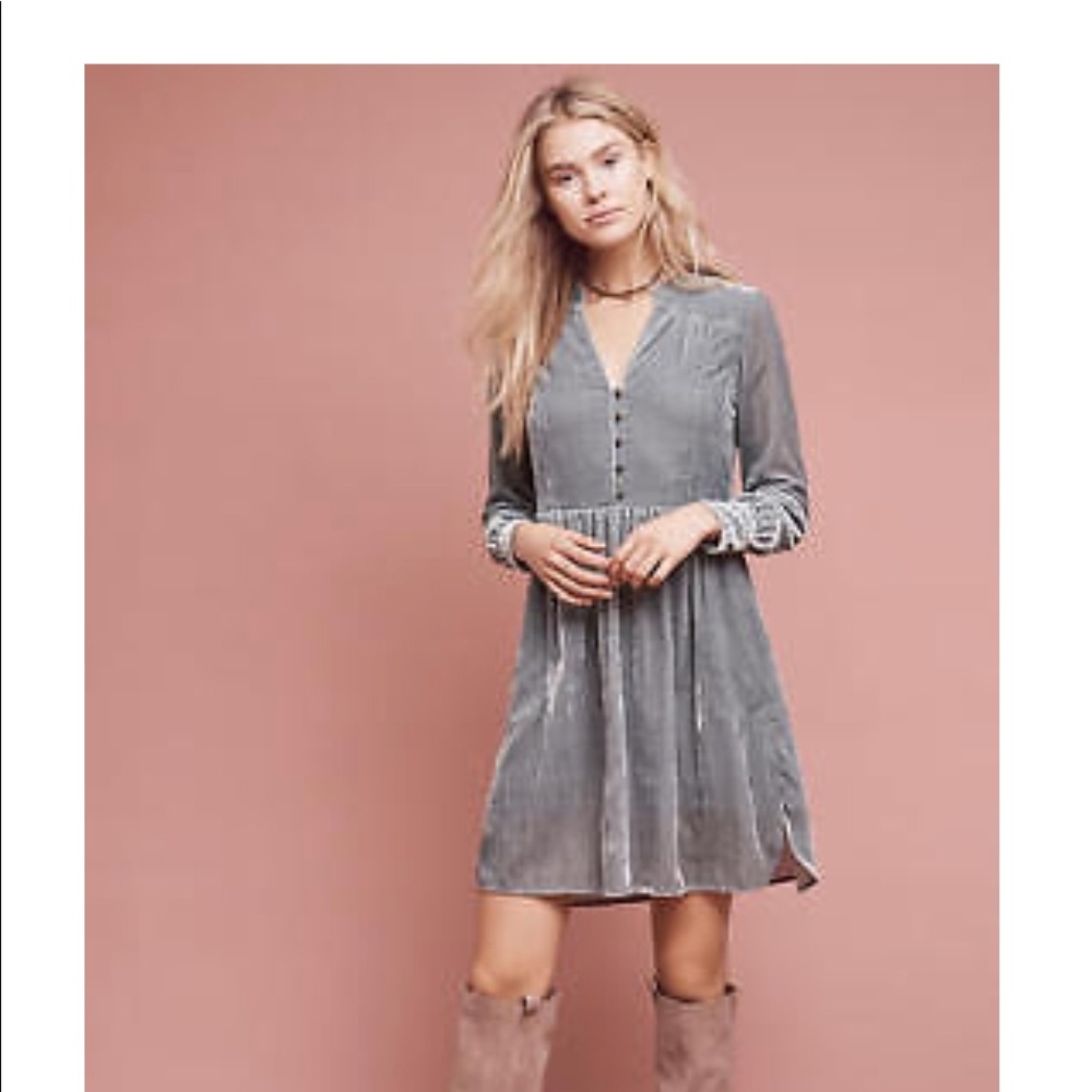 Holding Horses Gray Velvet shirt dress